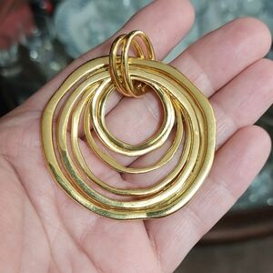Large Gold Boho Hollow Loop Pendant